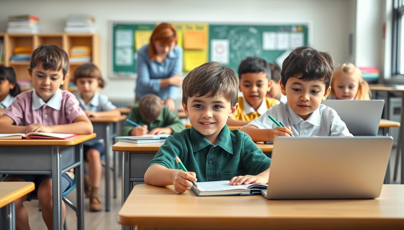 Student using learning strategies while studying